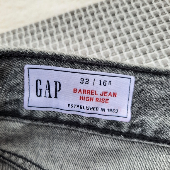 GAP Barrel Jean High Rise Gray Wash Plus 33 16 NEW Washed Black - Picture 9 of 14